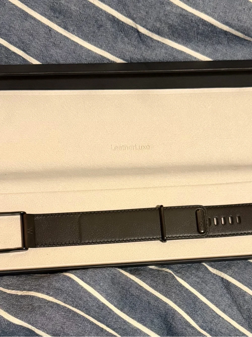 NEW WHOOP MG LeatherLuxe Straight Band - Black/Cream (Size S/M) - Only Wristband